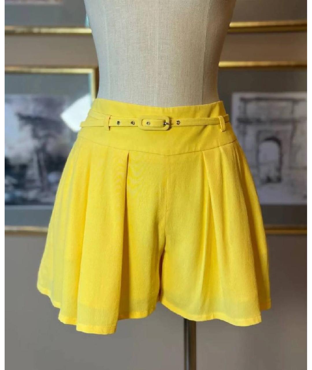 RED VALENTINO Желтые полиэстеровые шорты, фото 6