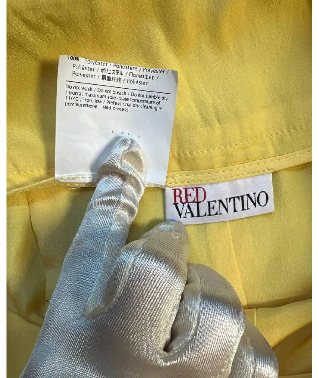 RED VALENTINO Желтые полиэстеровые шорты, фото 3