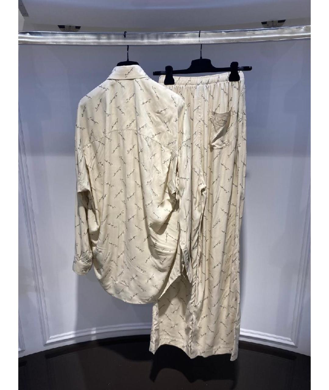 BALENCIAGA Бежевый шелковый костюм с брюками, фото 7