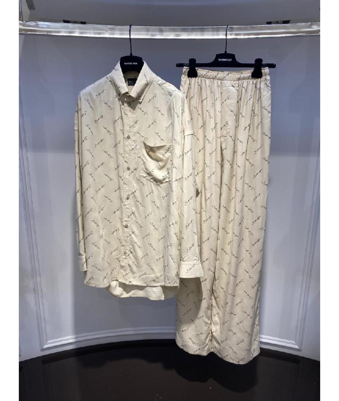 BALENCIAGA Бежевый шелковый костюм с брюками, фото 6