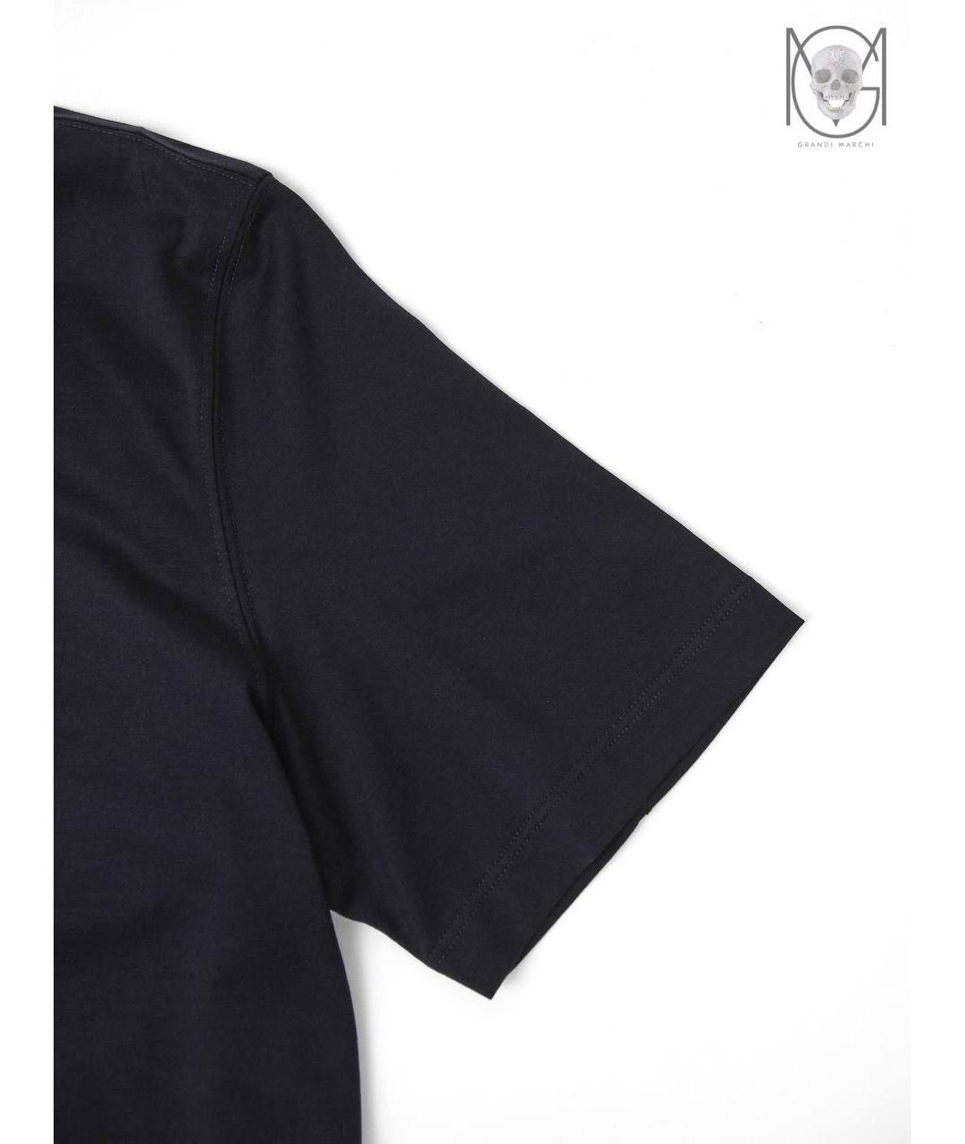 BRUNELLO CUCINELLI Темно-синяя хлопковая футболка, фото 5