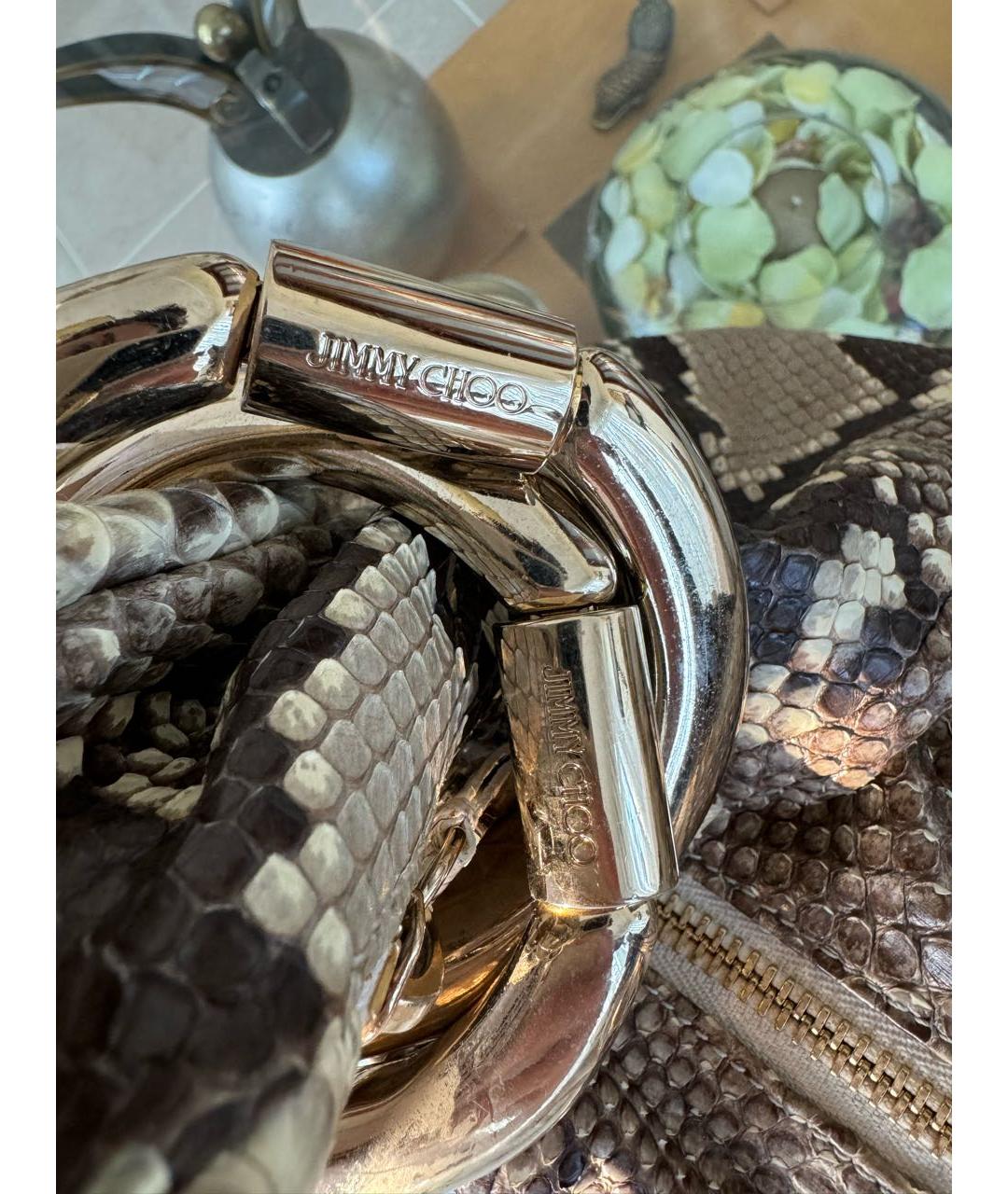 JIMMY CHOO Бежевая сумка тоут из экзотической кожи, фото 7