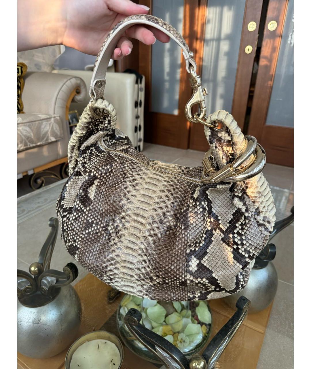 JIMMY CHOO Бежевая сумка тоут из экзотической кожи, фото 5