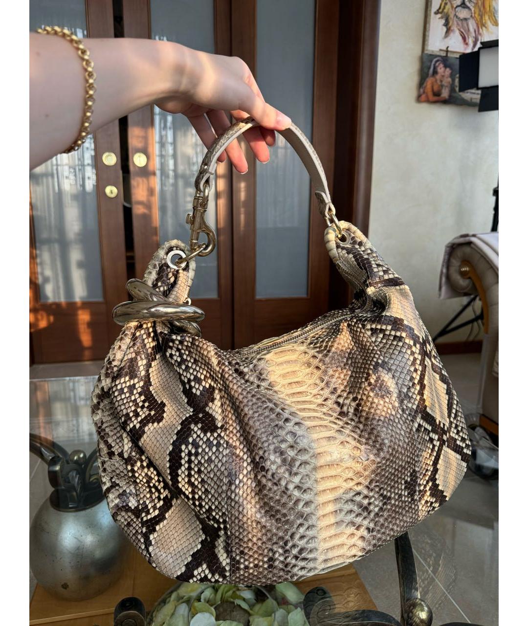 JIMMY CHOO Бежевая сумка тоут из экзотической кожи, фото 2