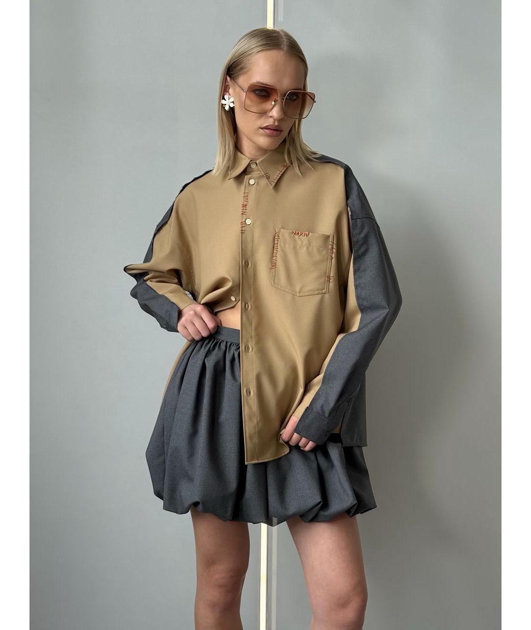 MARNI Бежевая хлопковая рубашка, фото 2
