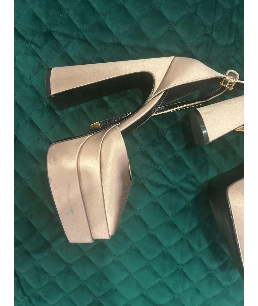 VERSACE Золотые текстильные туфли, фото 5