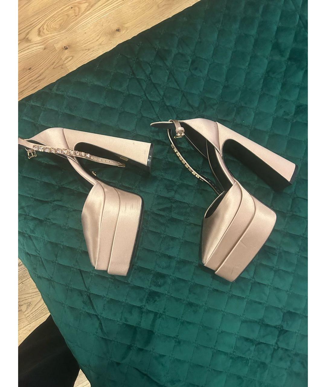 VERSACE Золотые текстильные туфли, фото 6