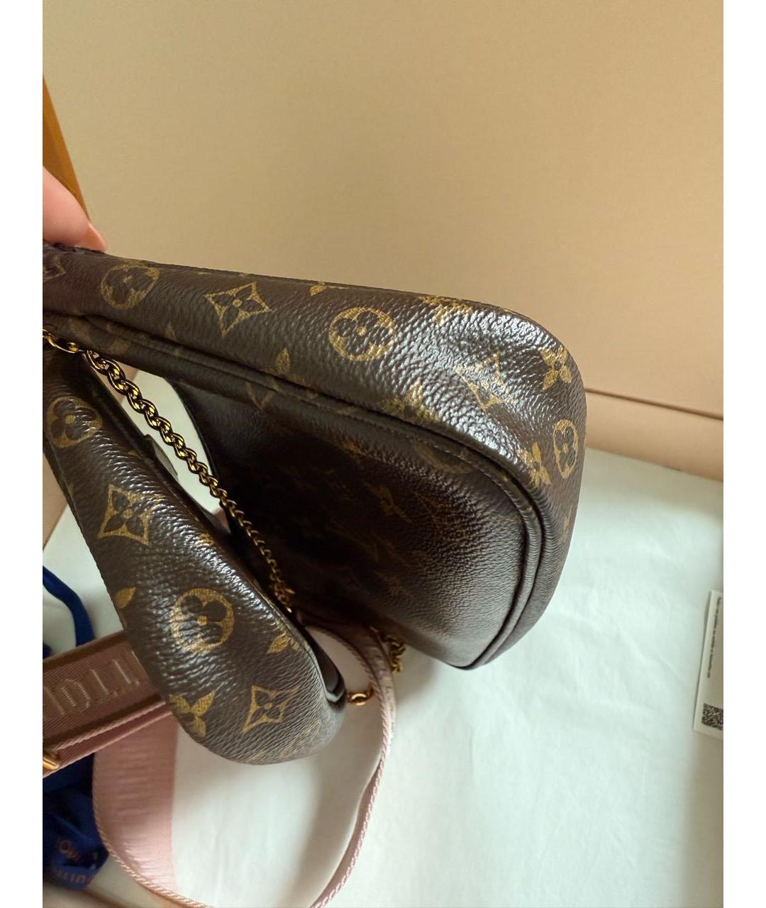 LOUIS VUITTON Коричневая кожаная сумка через плечо, фото 8