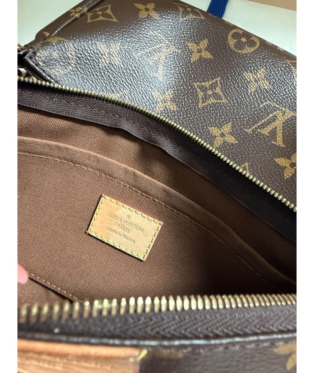 LOUIS VUITTON Коричневая кожаная сумка через плечо, фото 6