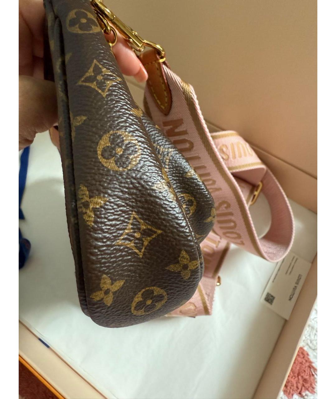 LOUIS VUITTON Коричневая кожаная сумка через плечо, фото 2