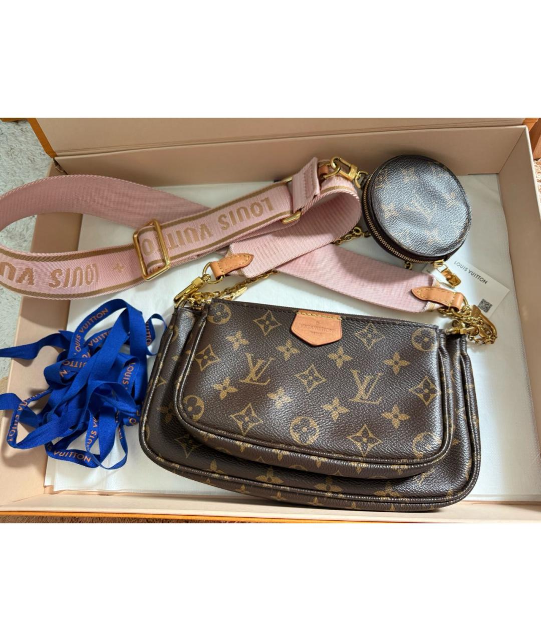 LOUIS VUITTON Коричневая кожаная сумка через плечо, фото 9