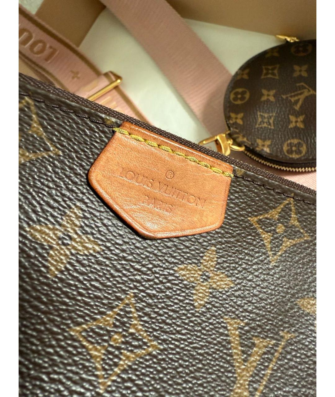 LOUIS VUITTON Коричневая кожаная сумка через плечо, фото 3