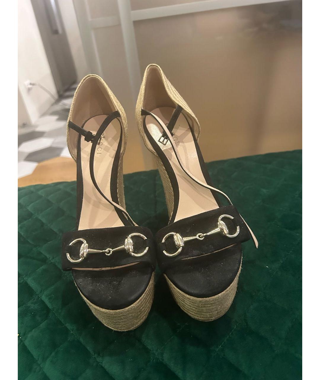 GUCCI Черные замшевые босоножки, фото 4