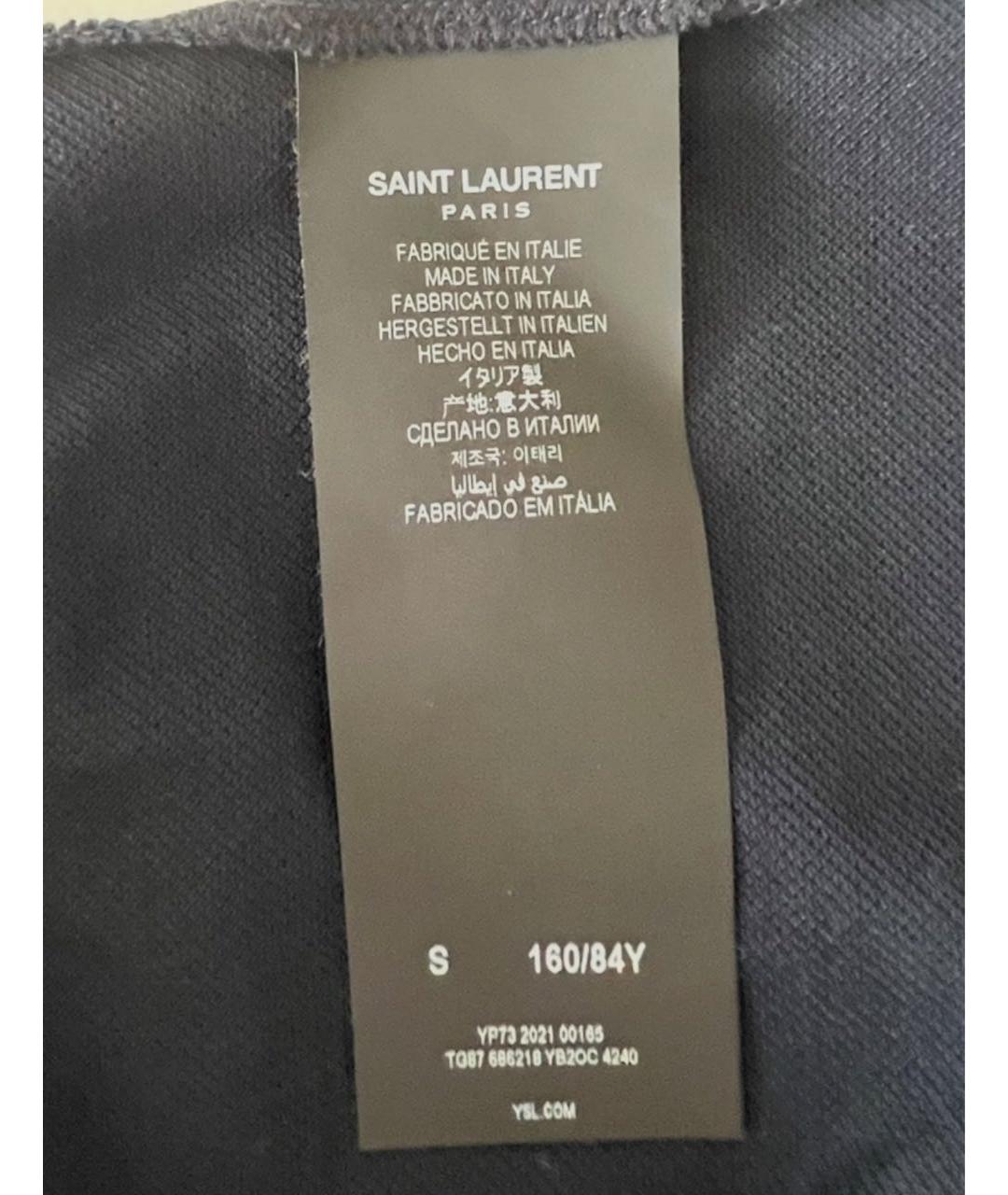 SAINT LAURENT Синяя хлопковая футболка, фото 7