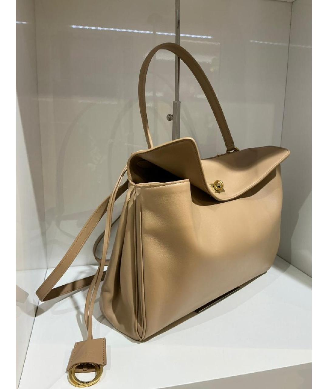 BALENCIAGA Бежевая кожаная сумка тоут, фото 2
