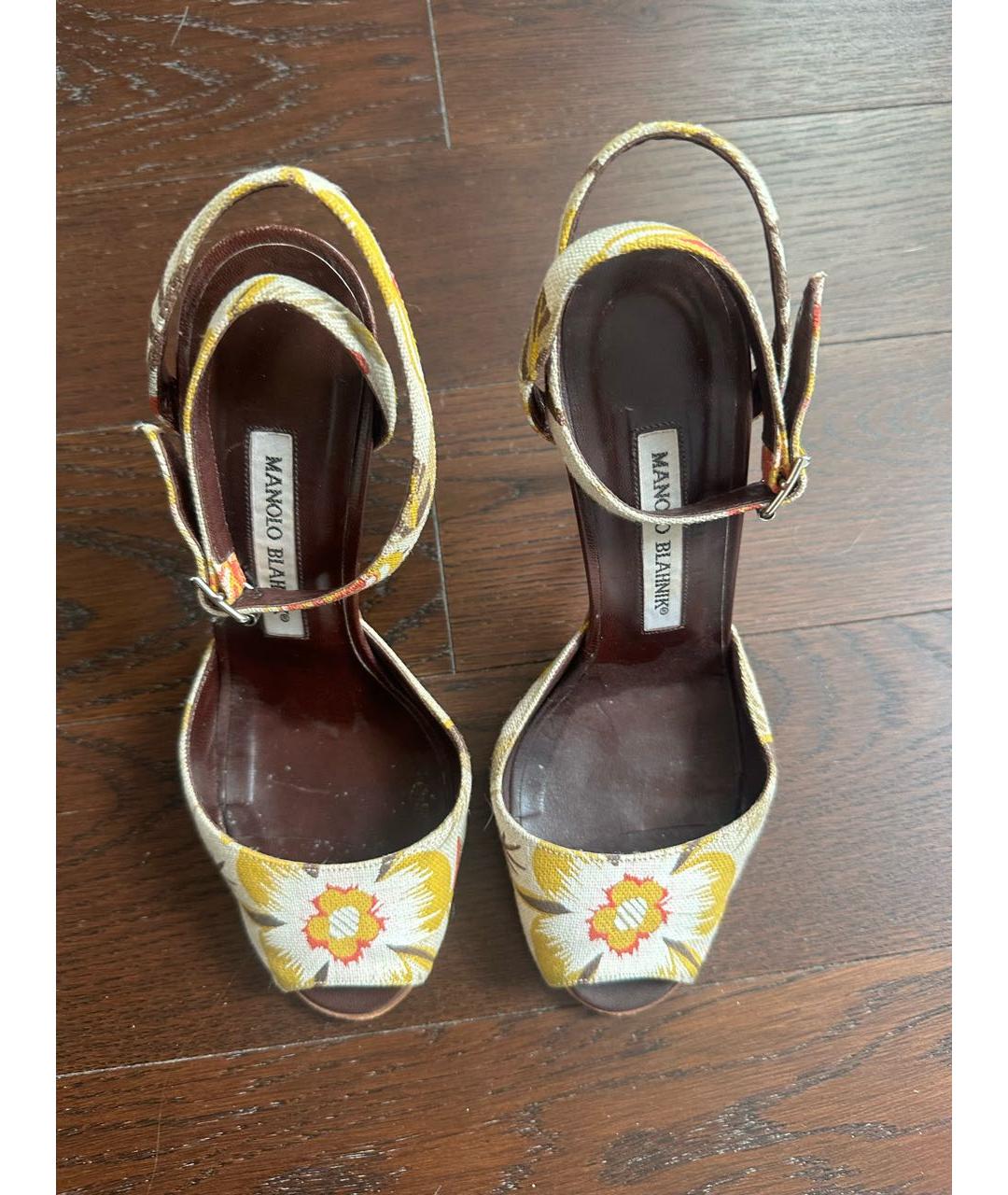 MANOLO BLAHNIK Мульти текстильные босоножки, фото 2
