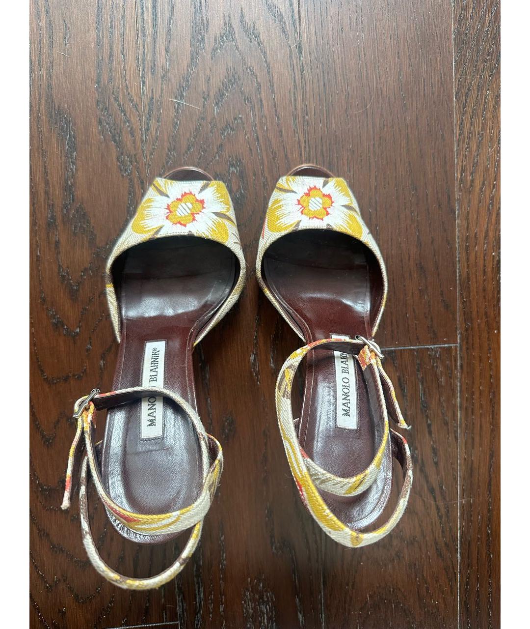 MANOLO BLAHNIK Мульти текстильные босоножки, фото 3