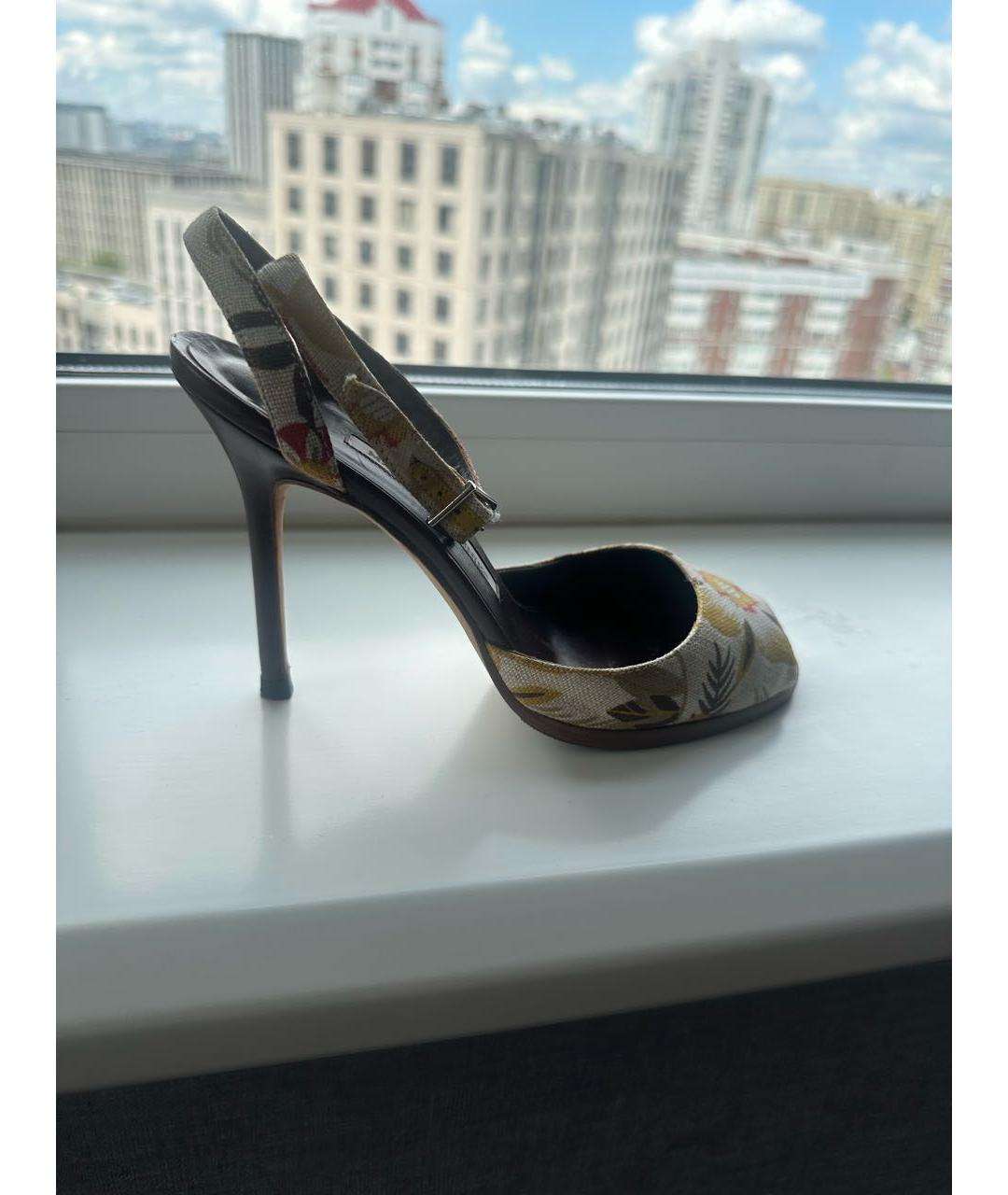 MANOLO BLAHNIK Мульти текстильные босоножки, фото 9