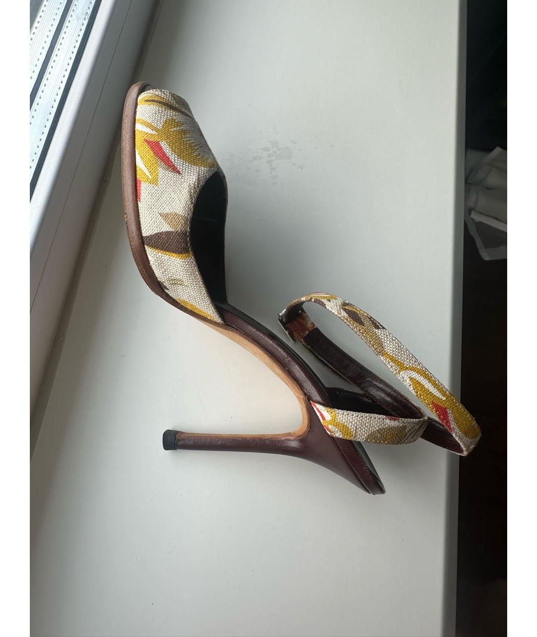 MANOLO BLAHNIK Мульти текстильные босоножки, фото 7