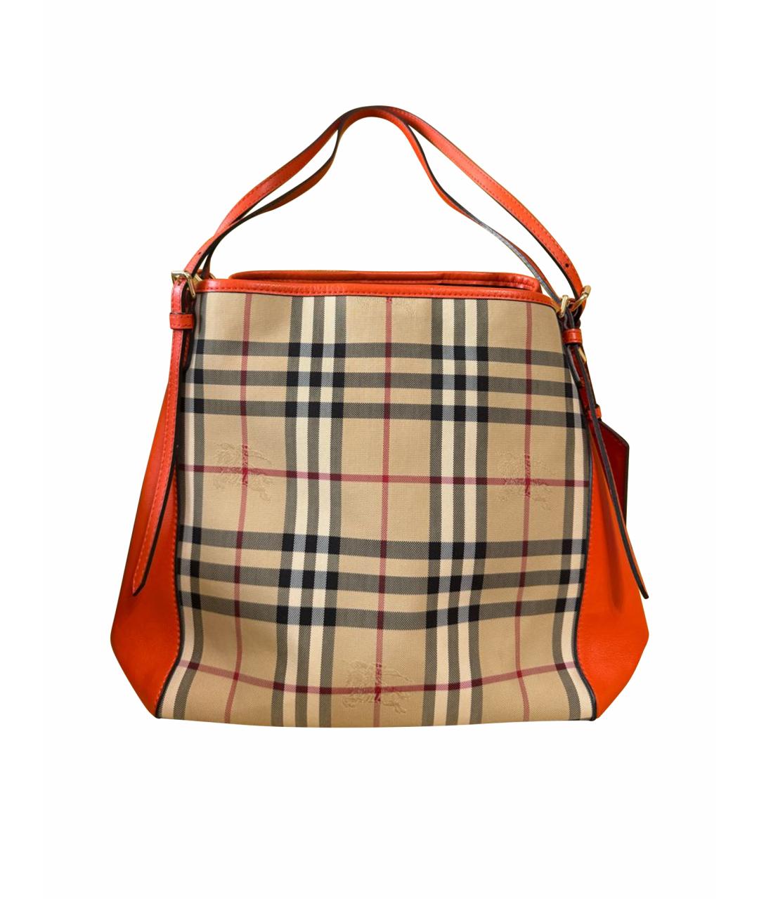 BURBERRY Оранжевая кожаная сумка с короткими ручками, фото 1
