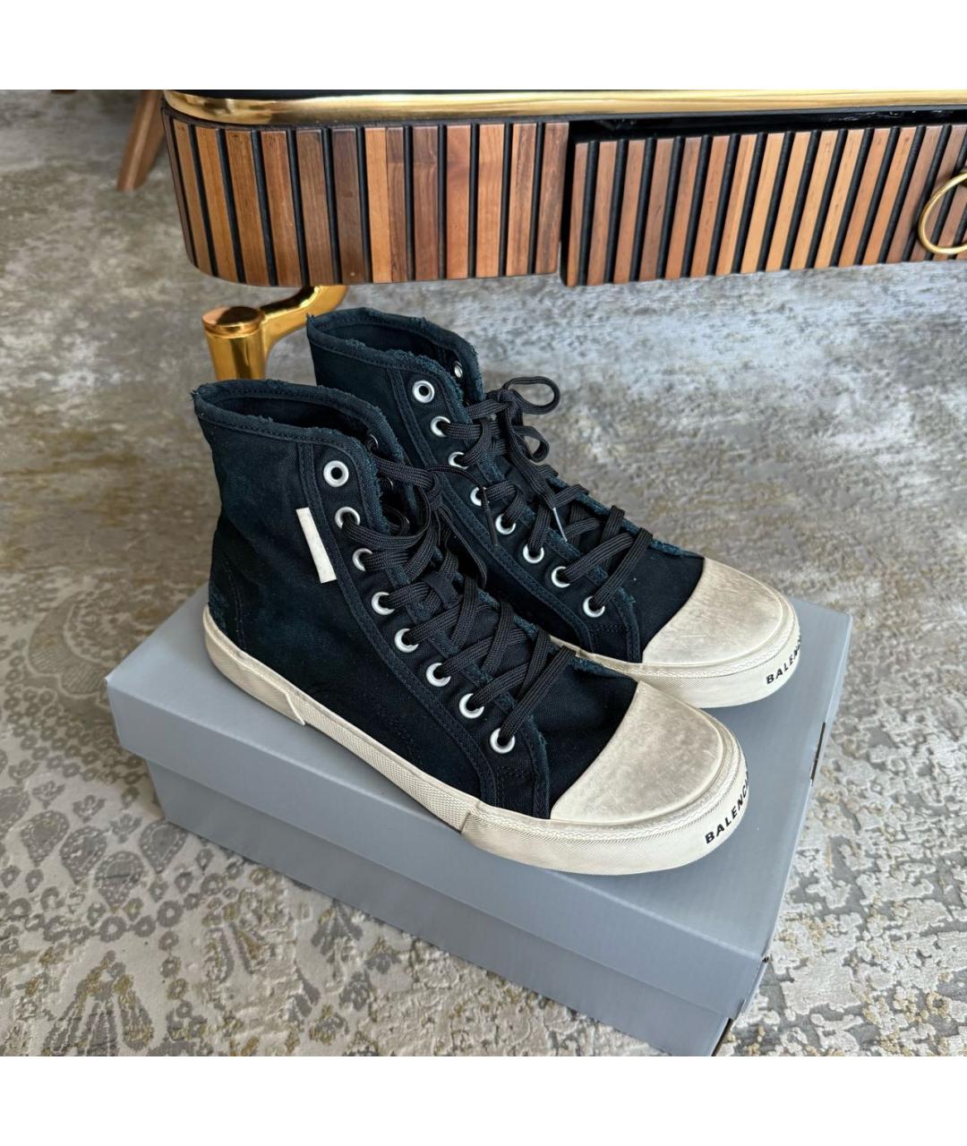 BALENCIAGA Черные текстильные низкие кроссовки / кеды, фото 2