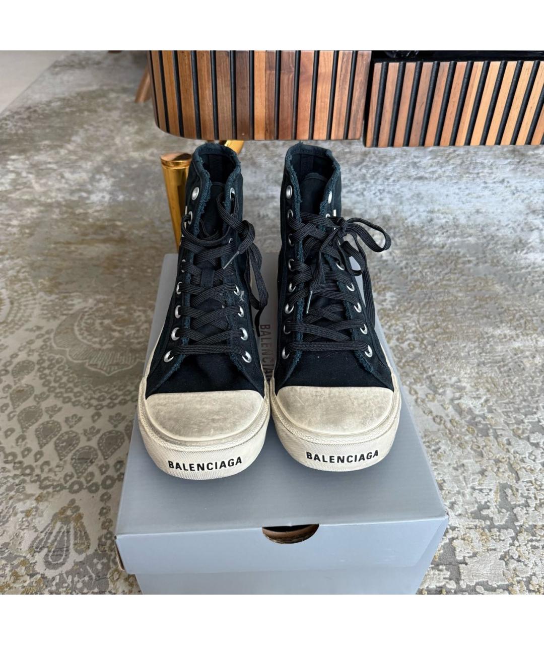 BALENCIAGA Черные текстильные низкие кроссовки / кеды, фото 3