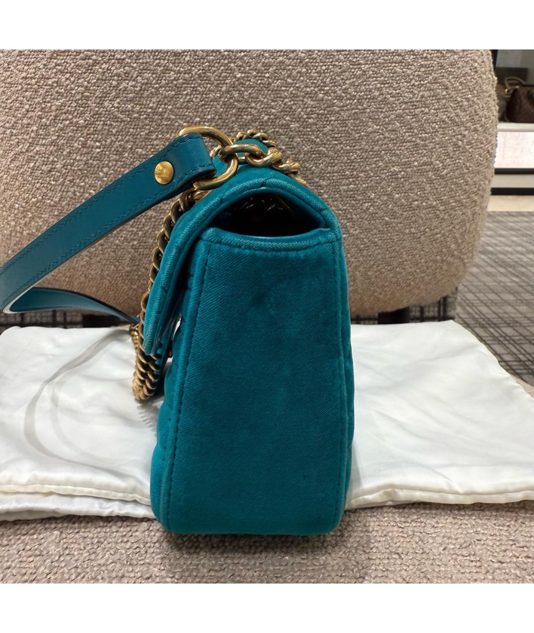 GUCCI Зеленая бархатная сумка тоут, фото 3