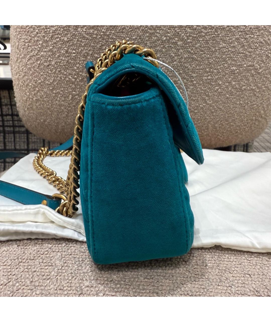 GUCCI Зеленая бархатная сумка тоут, фото 4