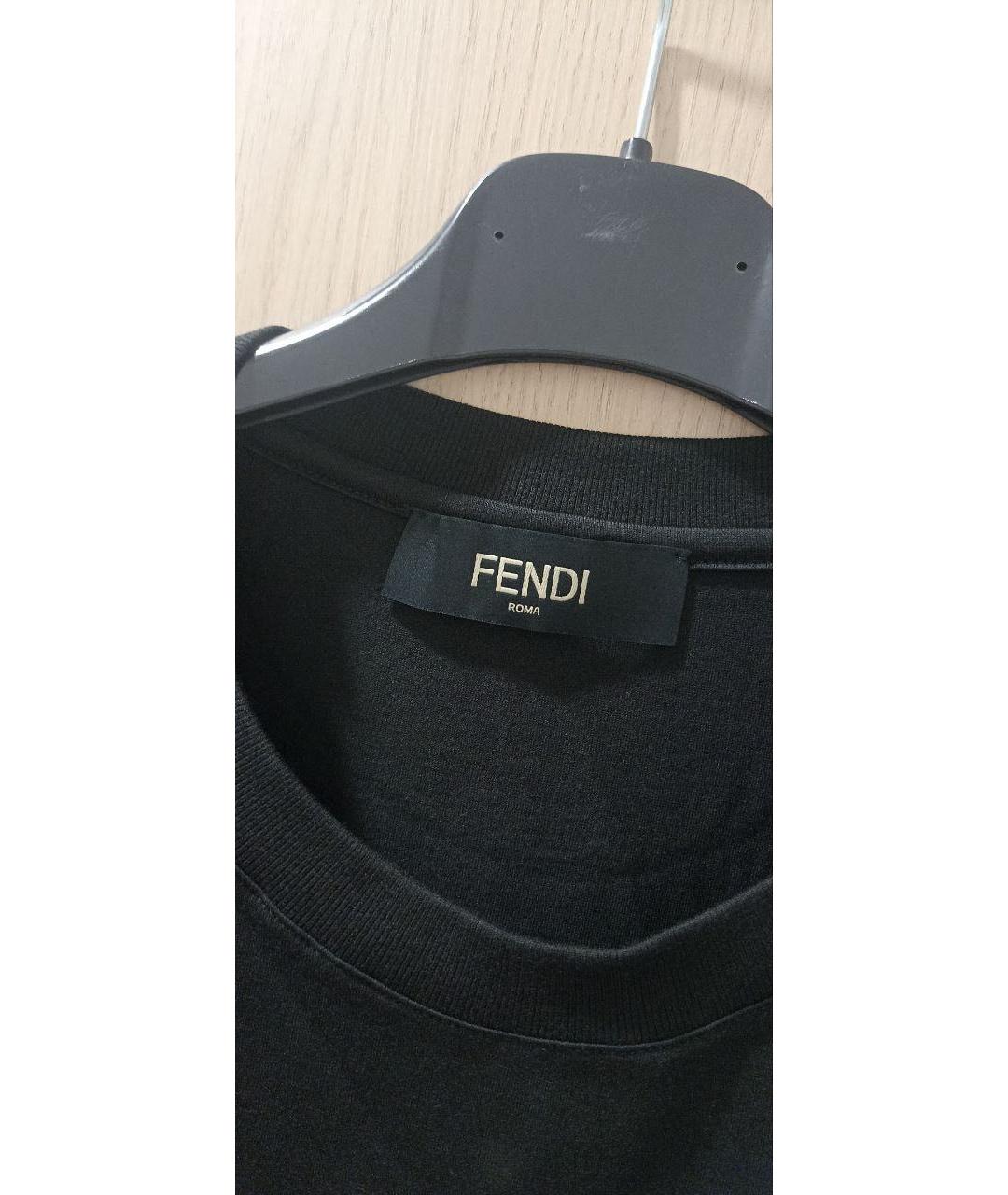 FENDI Черная хлопковая футболка, фото 2