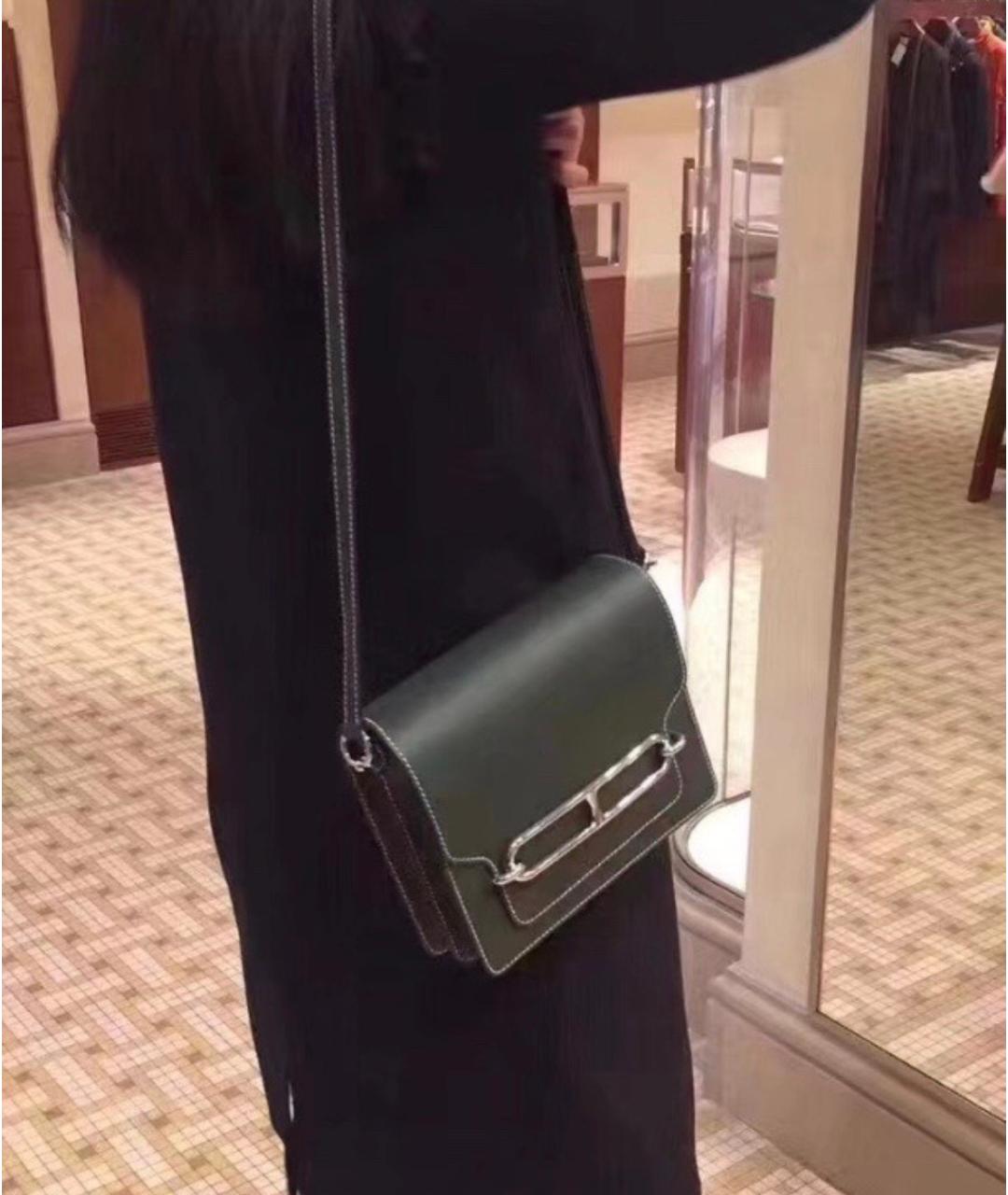 HERMES Черная кожаная сумка тоут, фото 7
