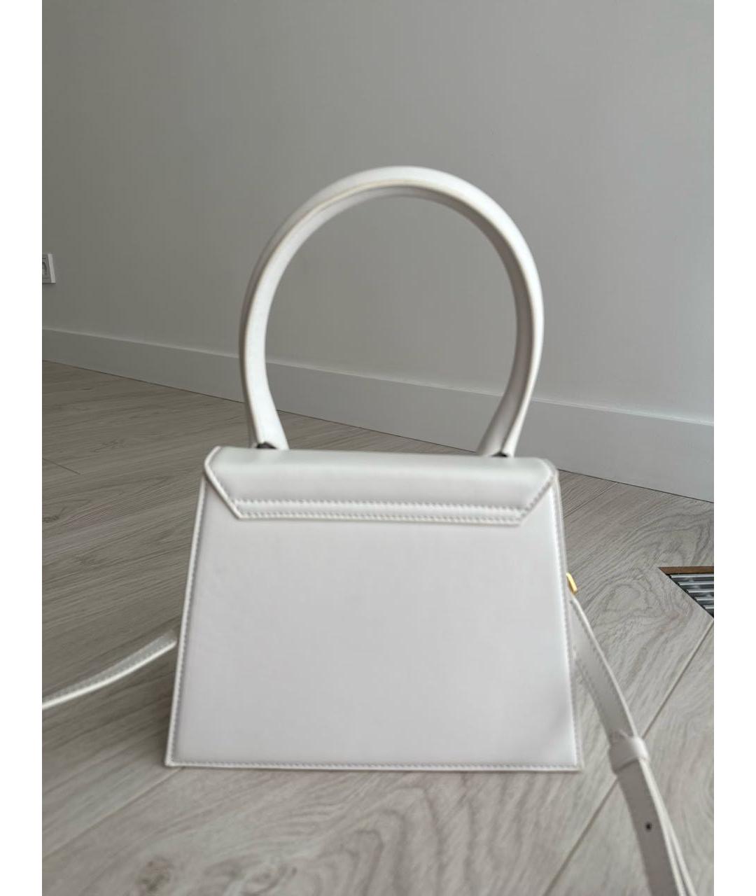 JACQUEMUS Белая кожаная сумка через плечо, фото 3