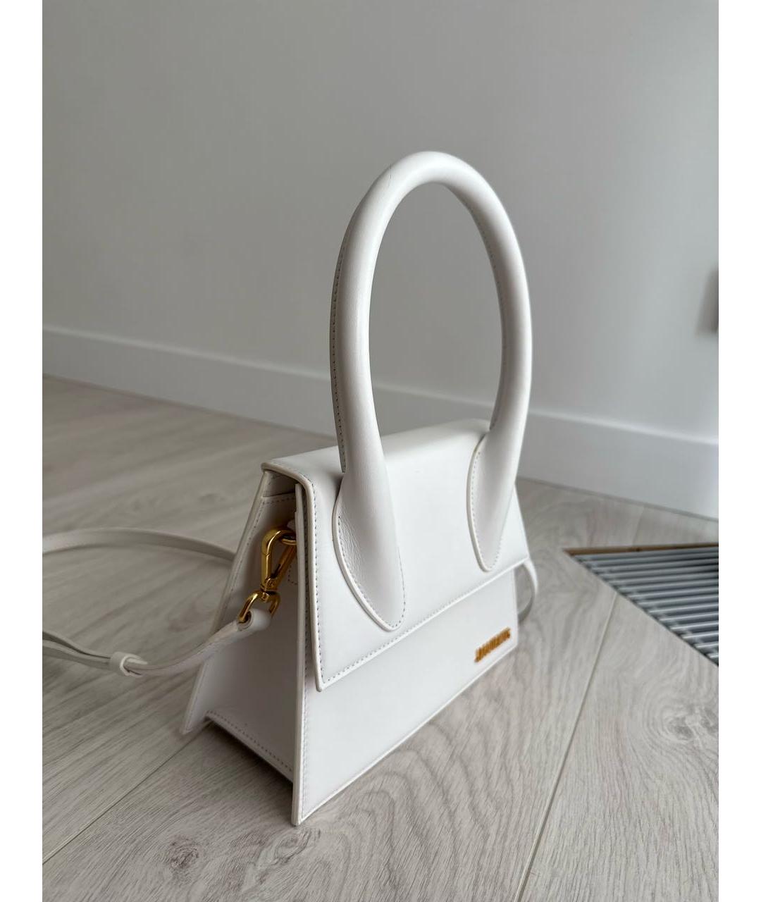 JACQUEMUS Белая кожаная сумка через плечо, фото 2
