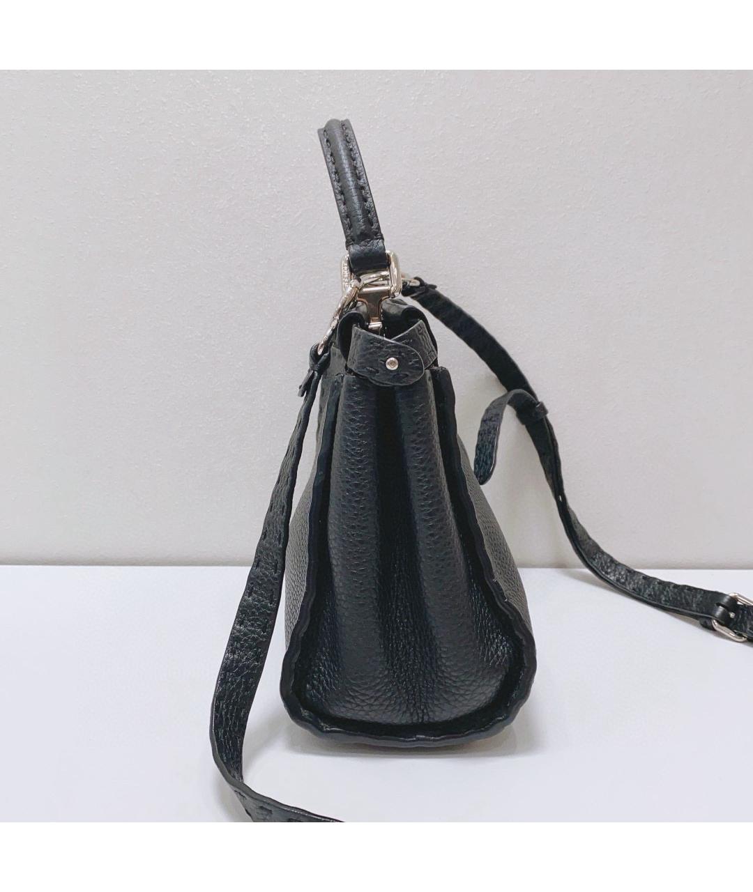 FENDI Черная кожаная сумка тоут, фото 3