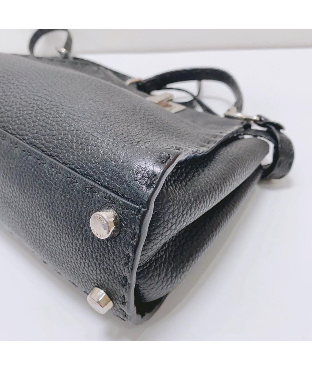 FENDI Черная кожаная сумка тоут, фото 6