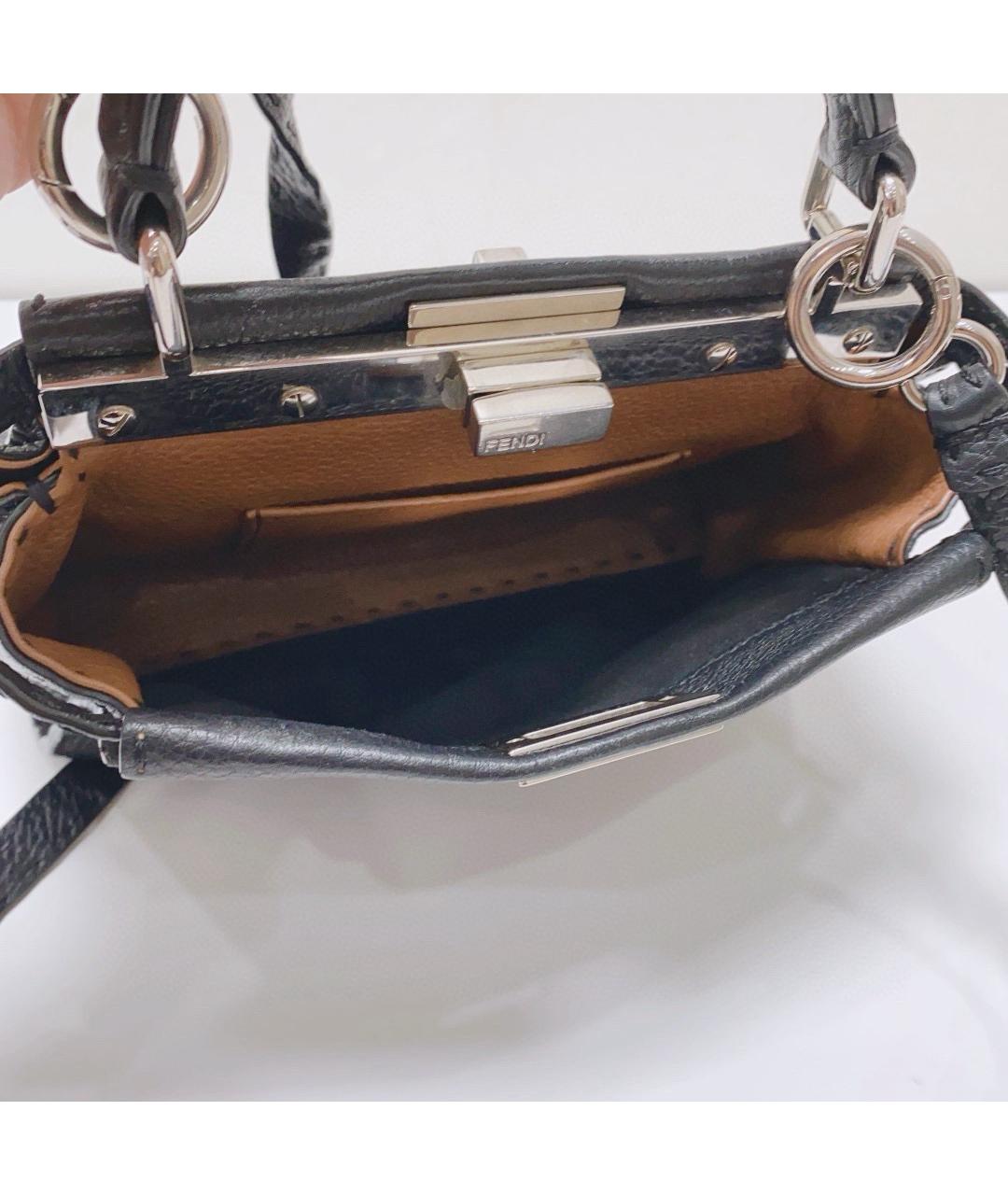 FENDI Черная кожаная сумка тоут, фото 8