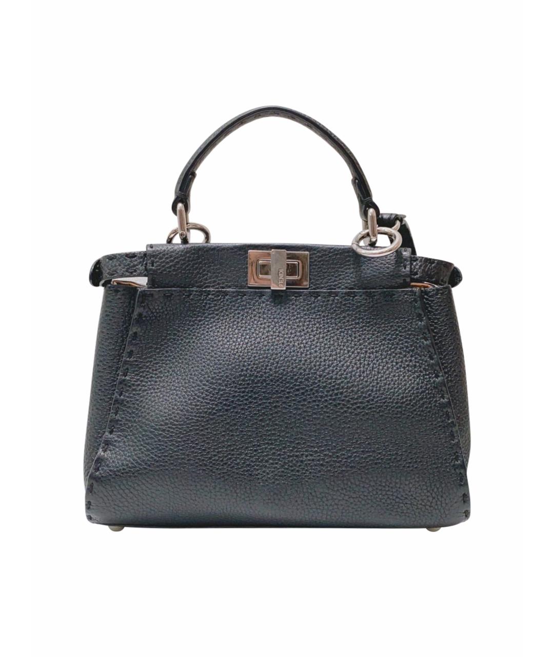 FENDI Черная кожаная сумка тоут, фото 1