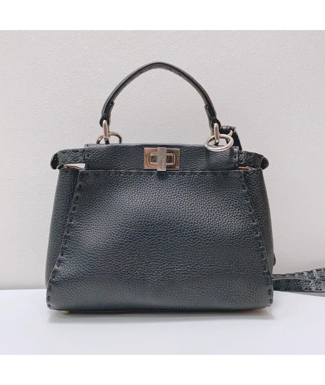 FENDI Черная кожаная сумка тоут, фото 9