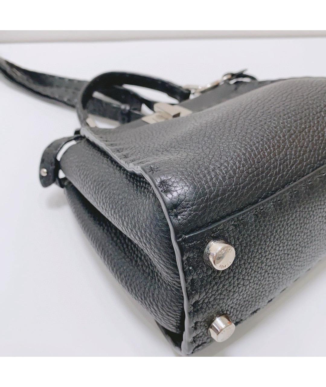 FENDI Черная кожаная сумка тоут, фото 7