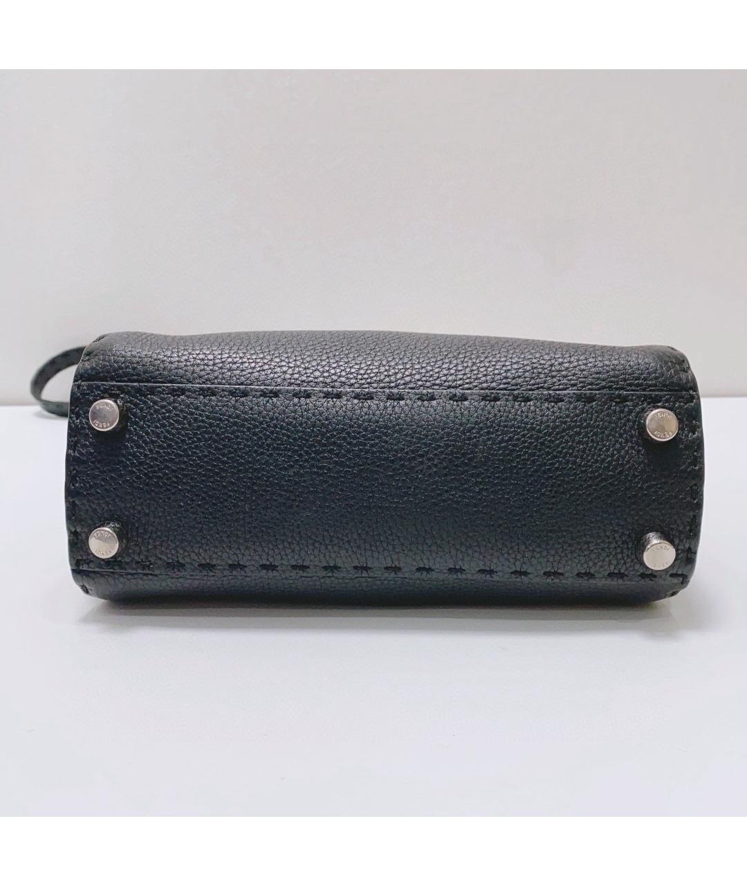 FENDI Черная кожаная сумка тоут, фото 5