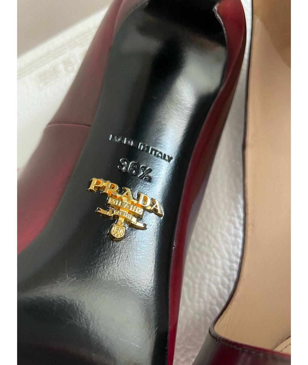 PRADA Бордовые кожаные туфли, фото 7