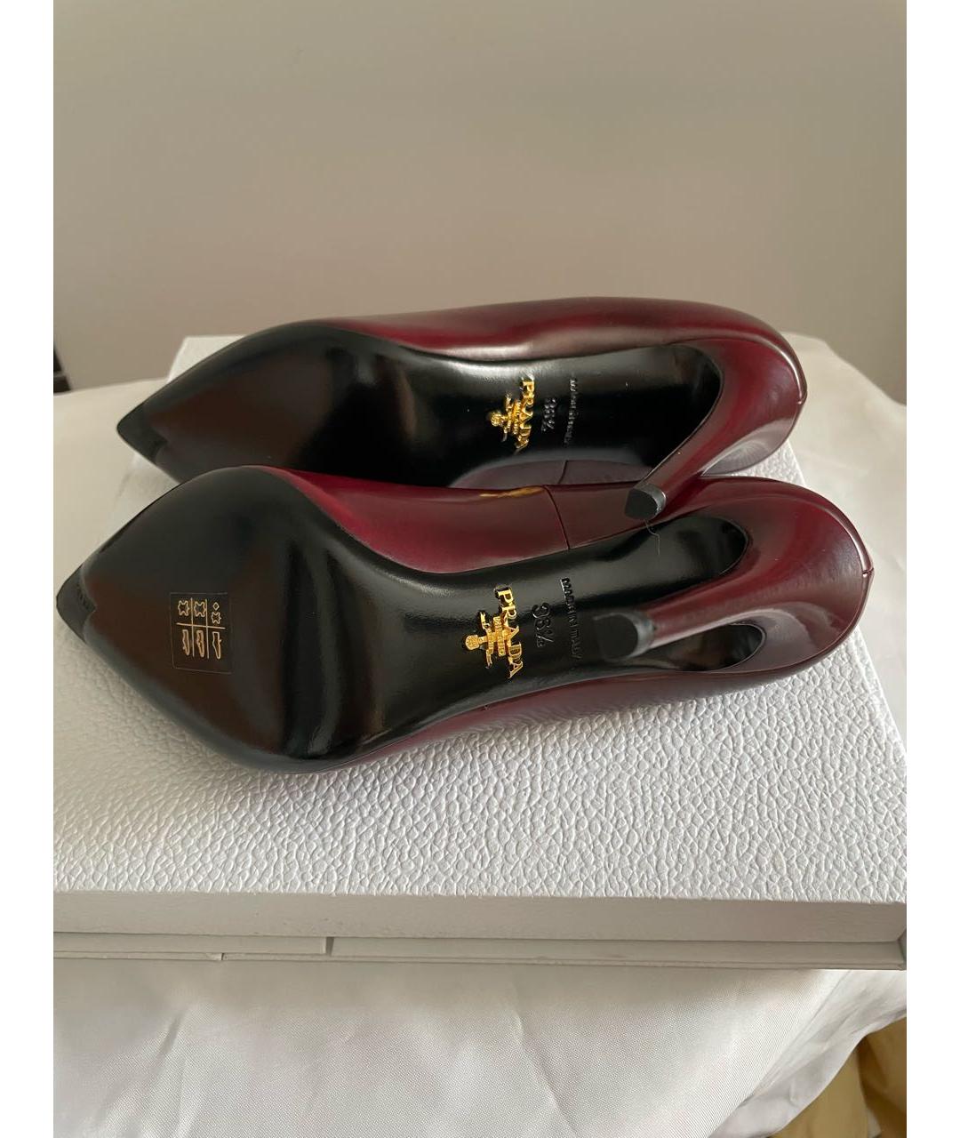 PRADA Бордовые кожаные туфли, фото 5