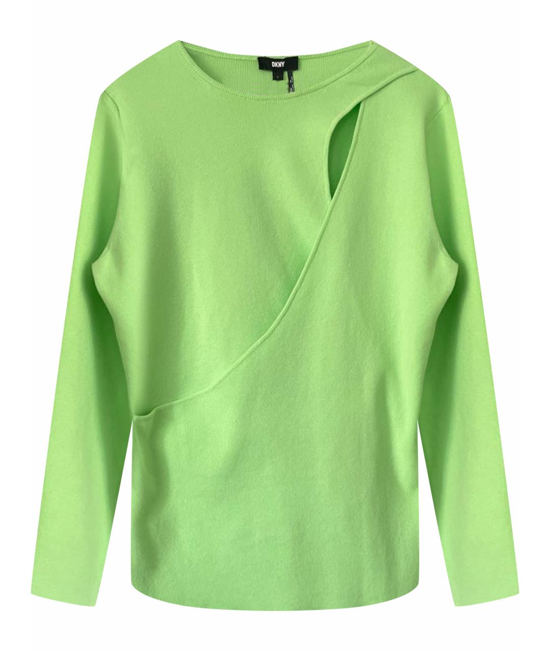 DKNY Салатовый хлопко-эластановый джемпер / свитер, фото 1