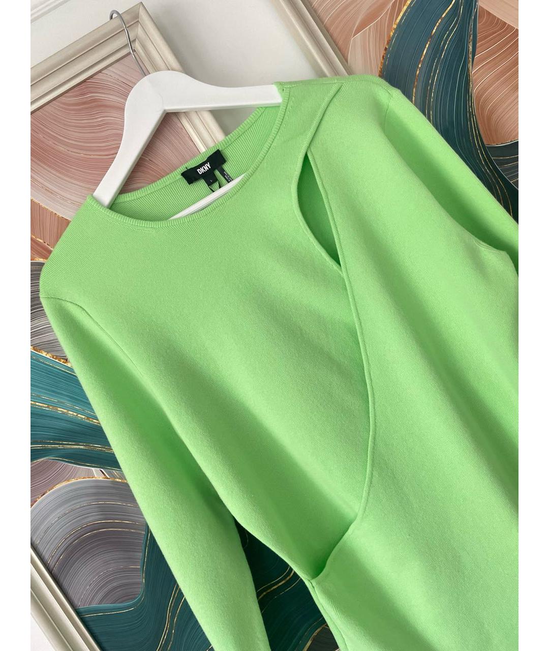 DKNY Салатовый хлопко-эластановый джемпер / свитер, фото 4