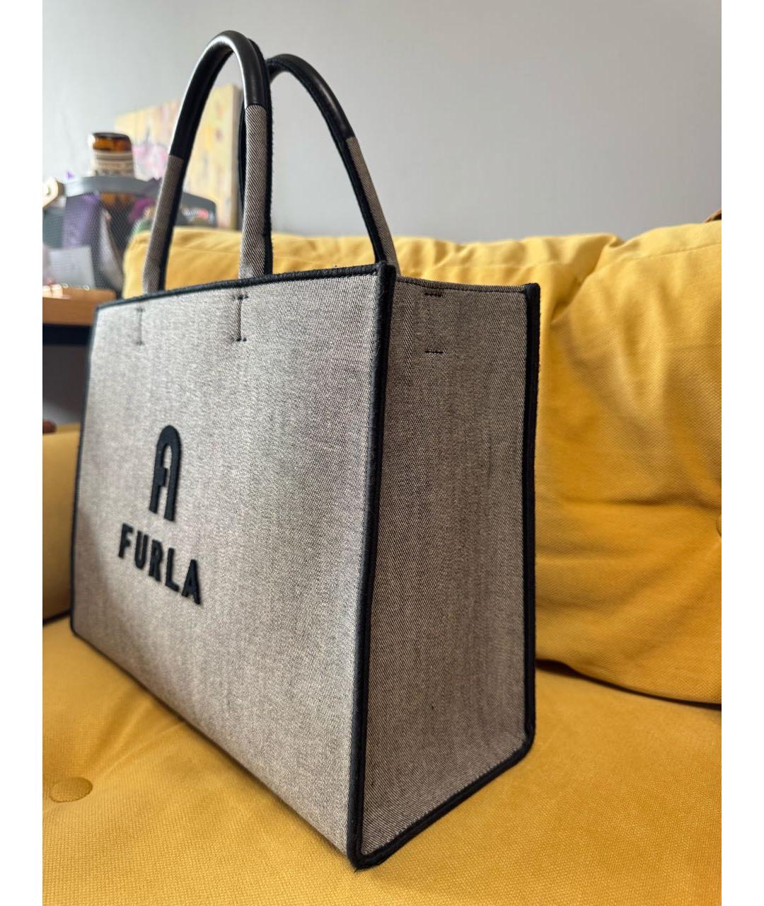 FURLA Антрацитовая деним сумка тоут, фото 2