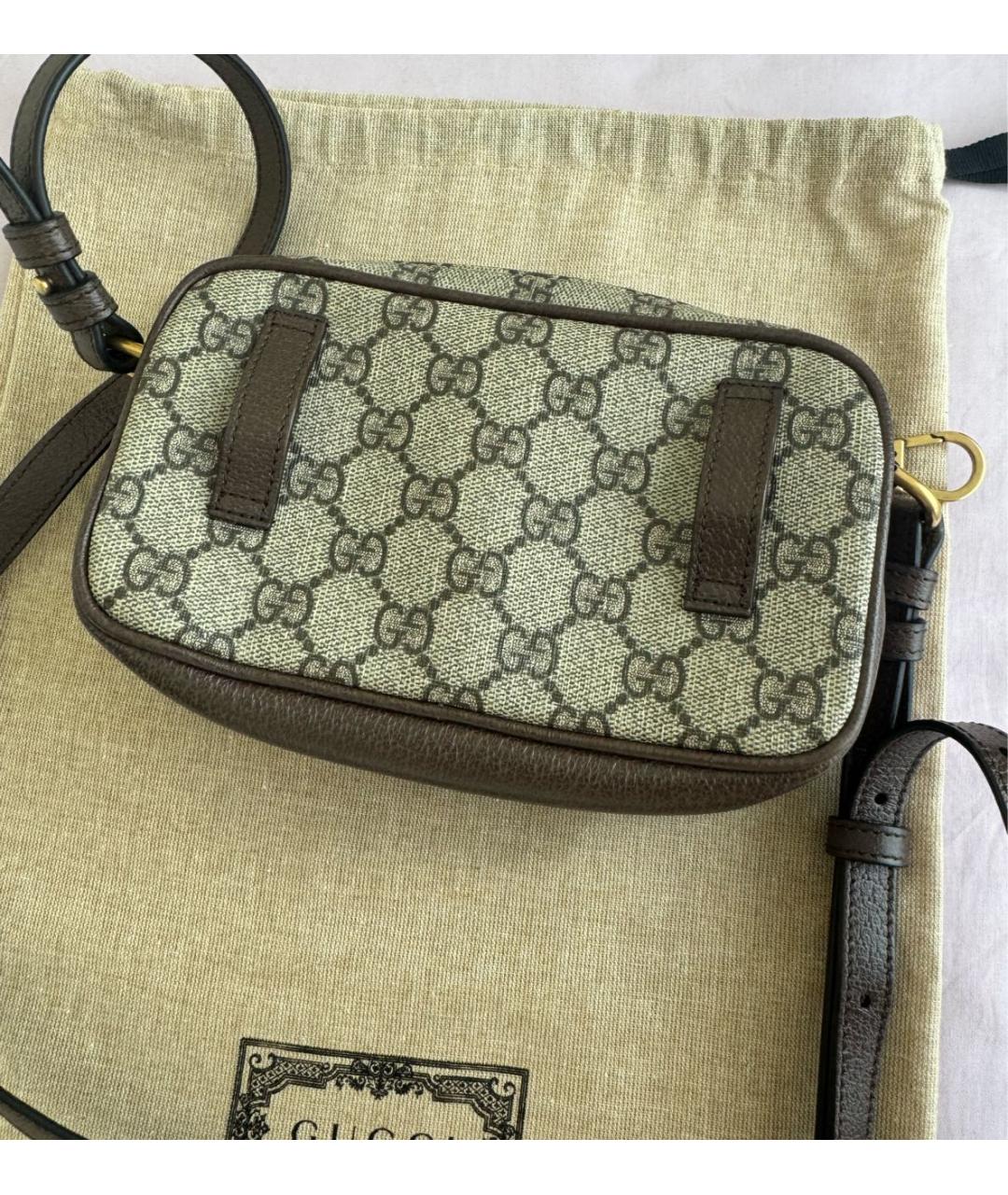 GUCCI Бежевая поясная сумка из искусственной кожи, фото 2