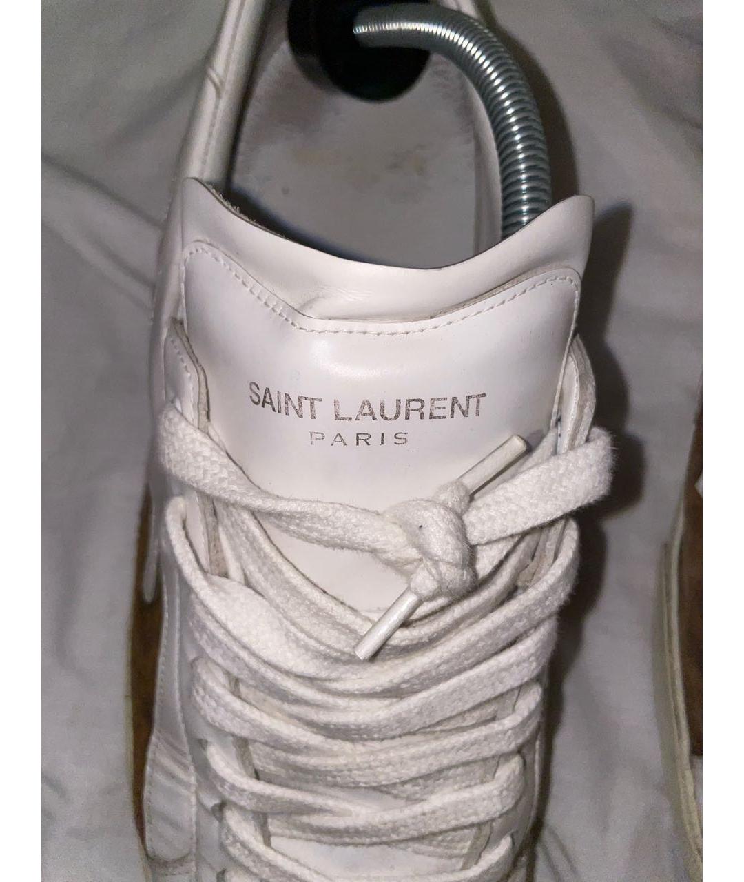 SAINT LAURENT Белые кожаные низкие кроссовки / кеды, фото 3