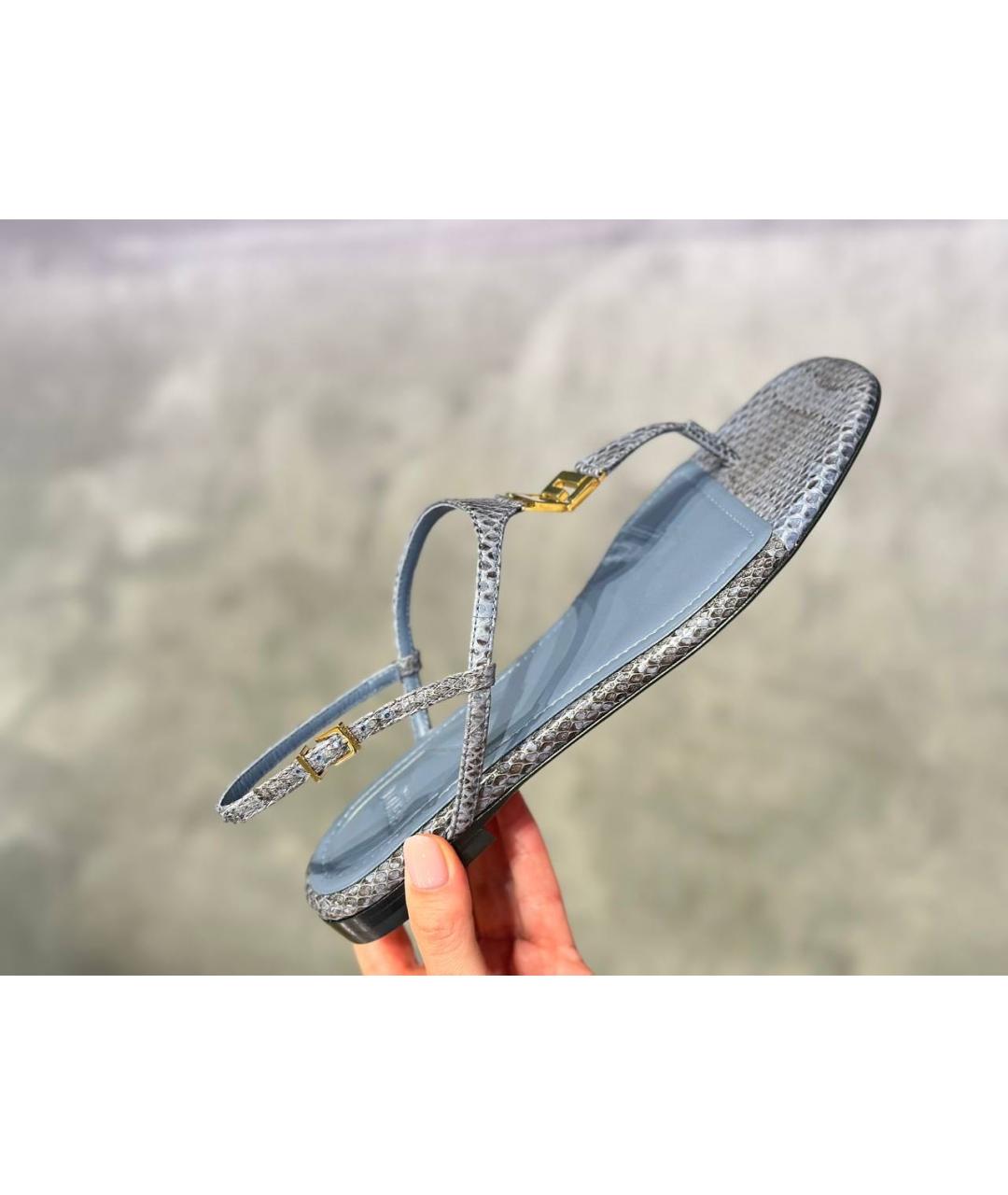 FENDI Синие кожаные босоножки, фото 6
