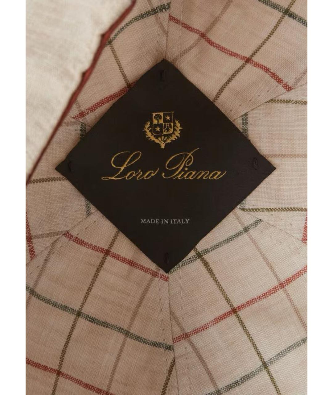LORO PIANA Бежевая льняная кепка/бейсболка, фото 4