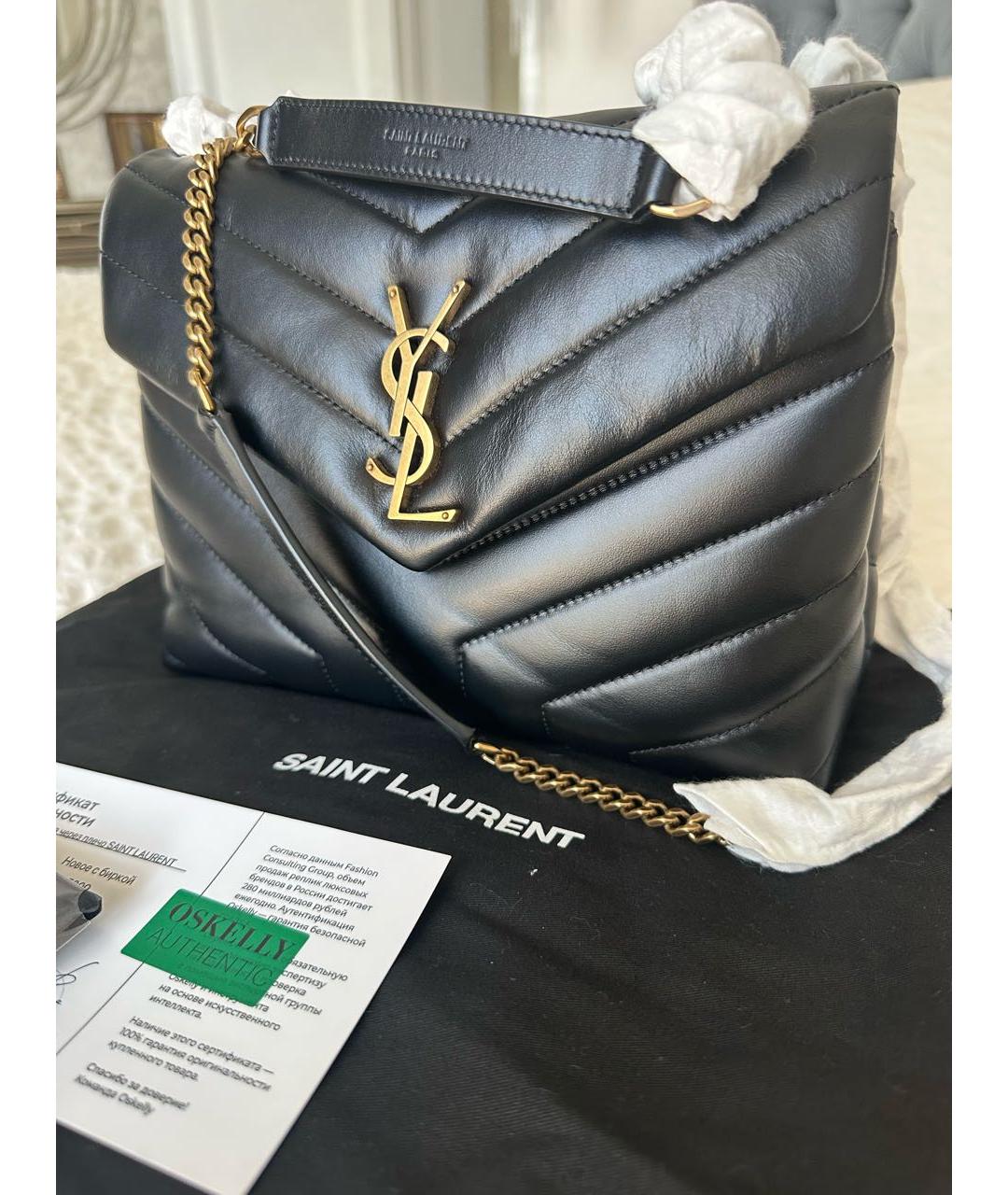 SAINT LAURENT Черная кожаная сумка через плечо, фото 2