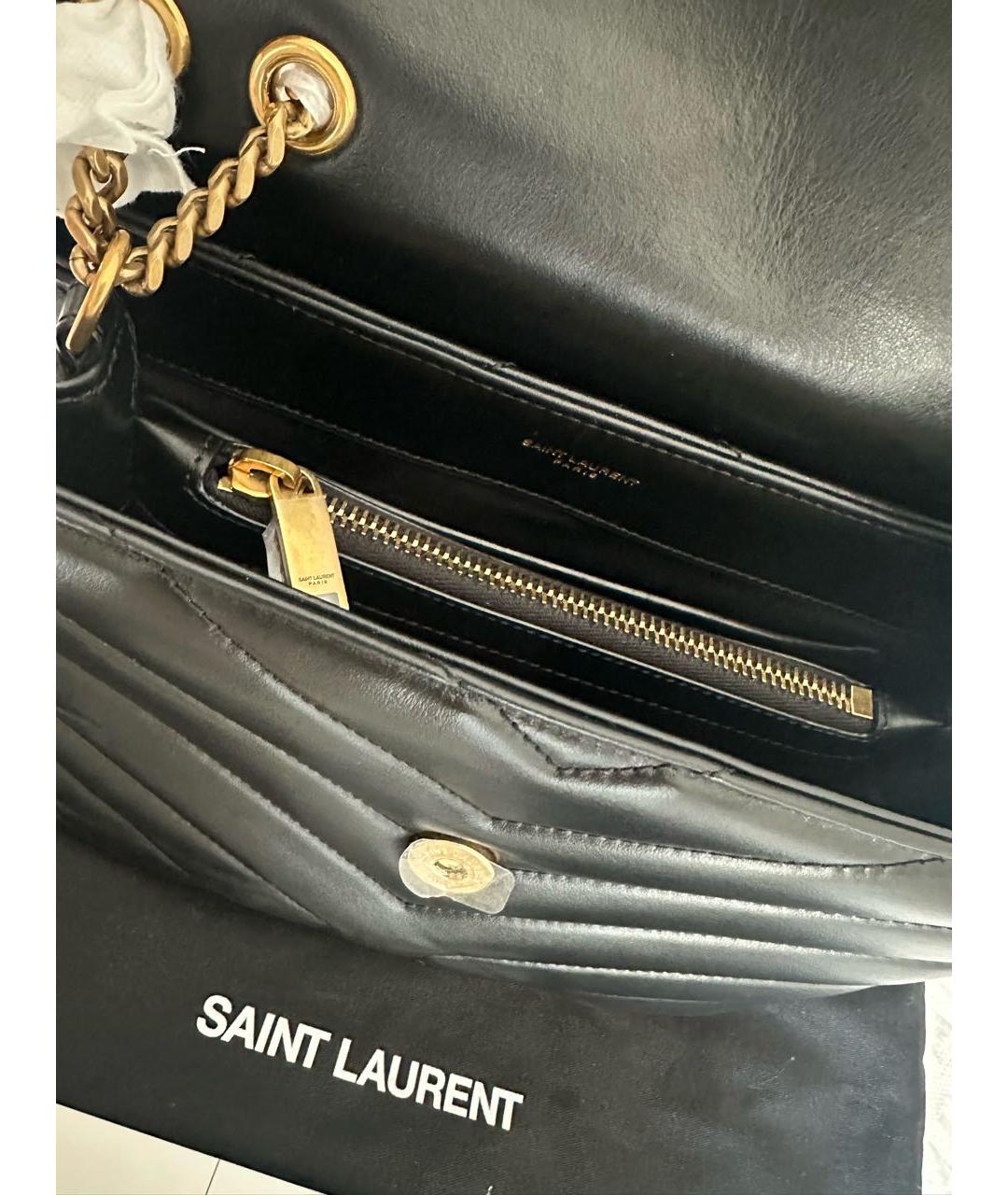 SAINT LAURENT Черная кожаная сумка через плечо, фото 4